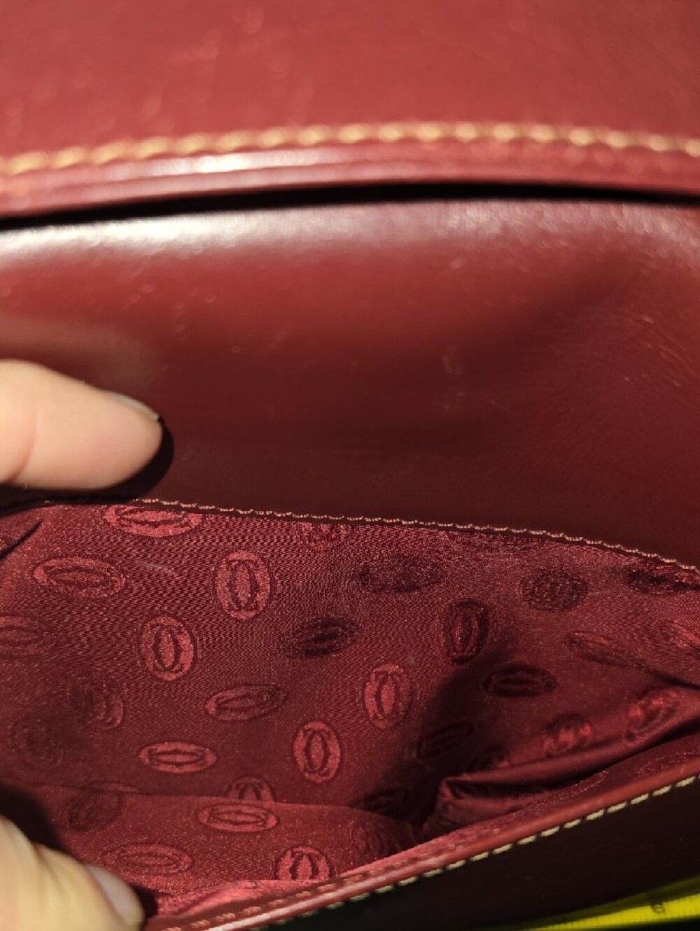 Vintage Cartier Burgundy Leather Crossbody Bag with Gold Turn-Lock - Picture 6 of 16